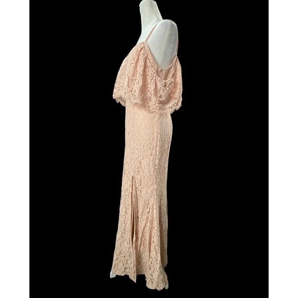 LULUS Women Caterina Maxi Dress Sz M Light Pink Eyelet Elegant Event Party 7-3 - Picture 5 of 16